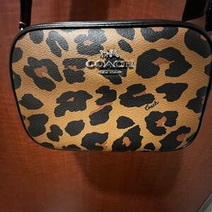 Coach Leopard Print Crossbody Bag - Tan/Black